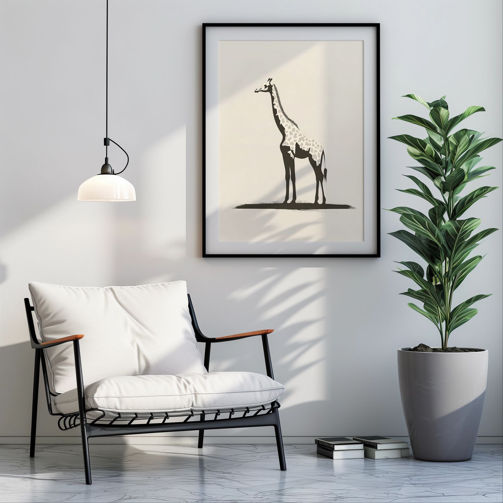 Minimalist Giraffe shown in a room — room mockup