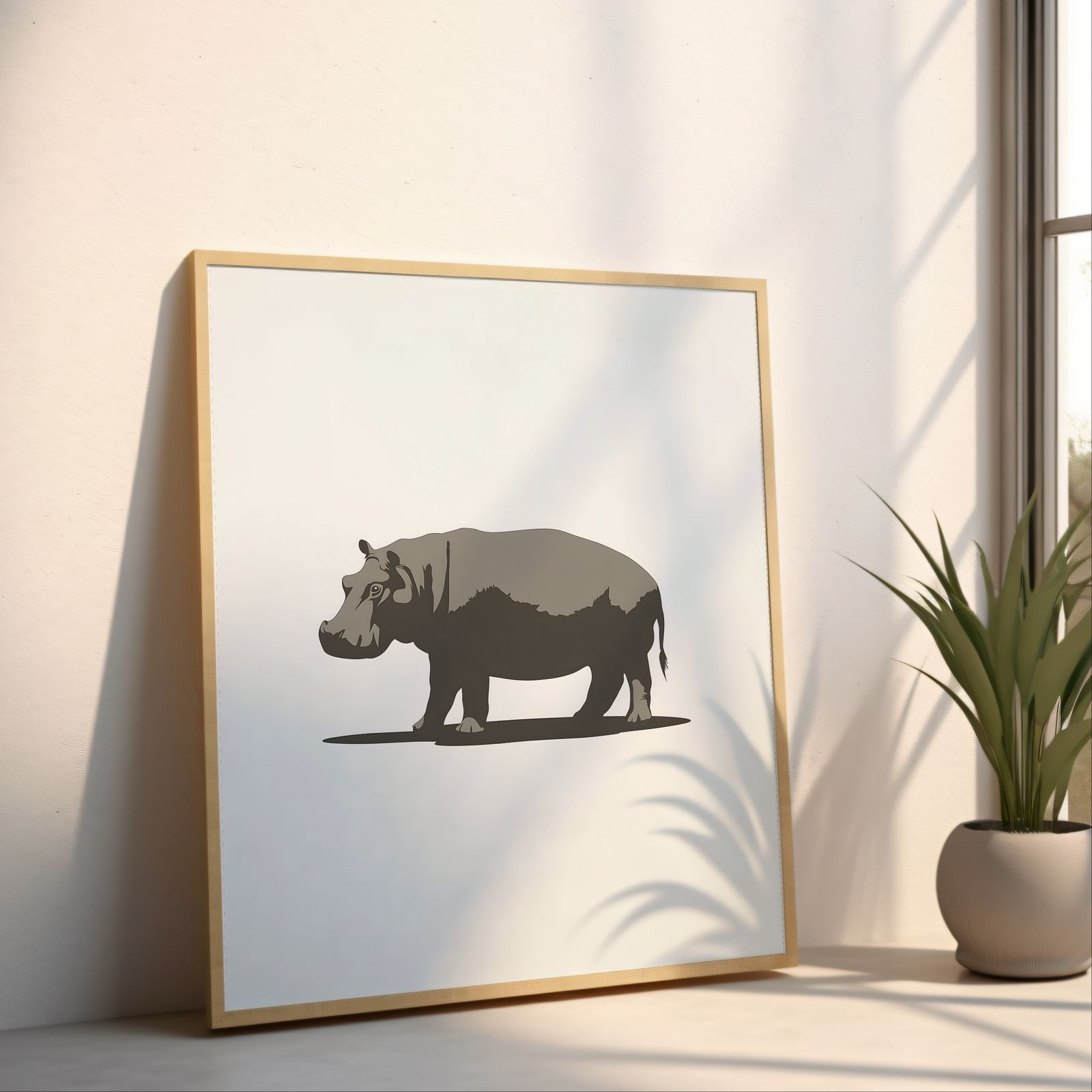 Minimalist Hippo shown in a room — angled mockup