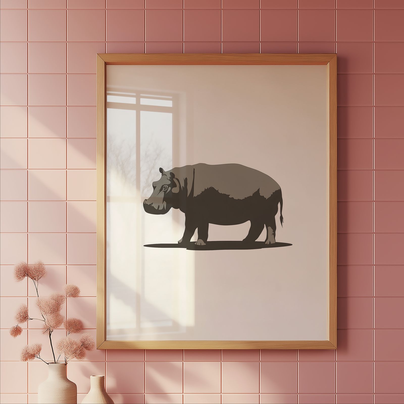 Minimalist Hippo shown in a room — tile mockup