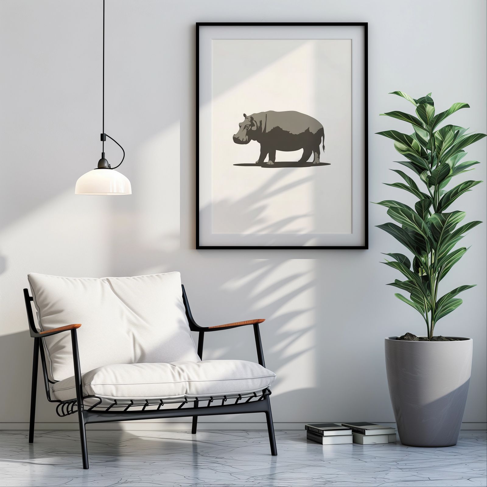 Minimalist Hippo shown in a room — room mockup