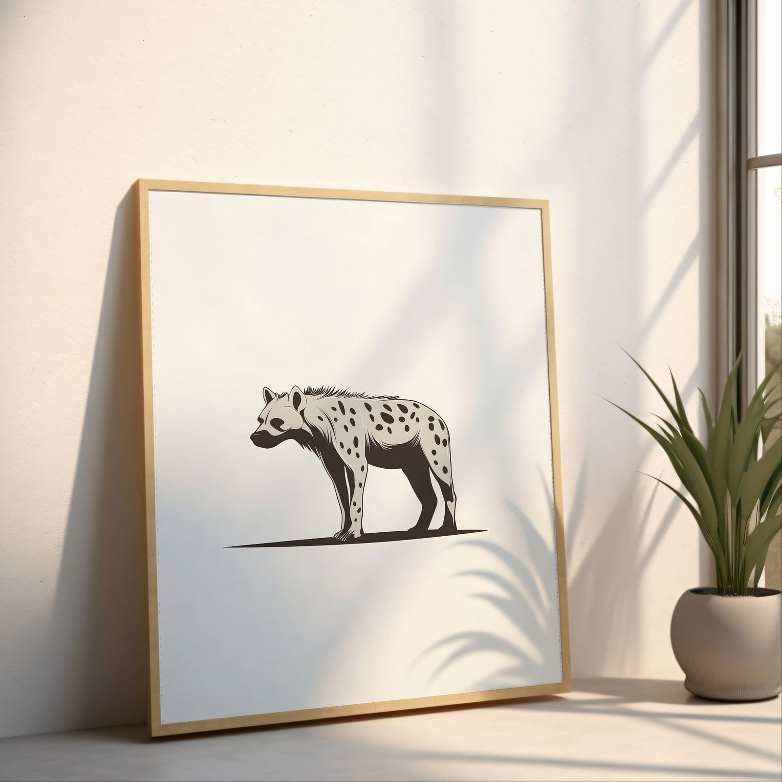 Minimalist Hyena shown in a room — angled mockup