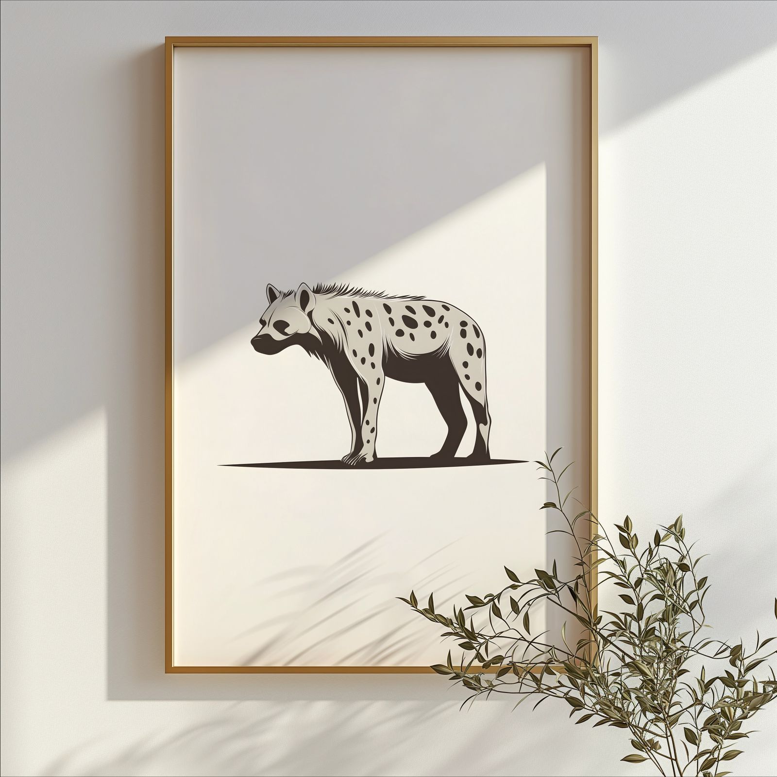 Minimalist Hyena shown in a room — branch mockup