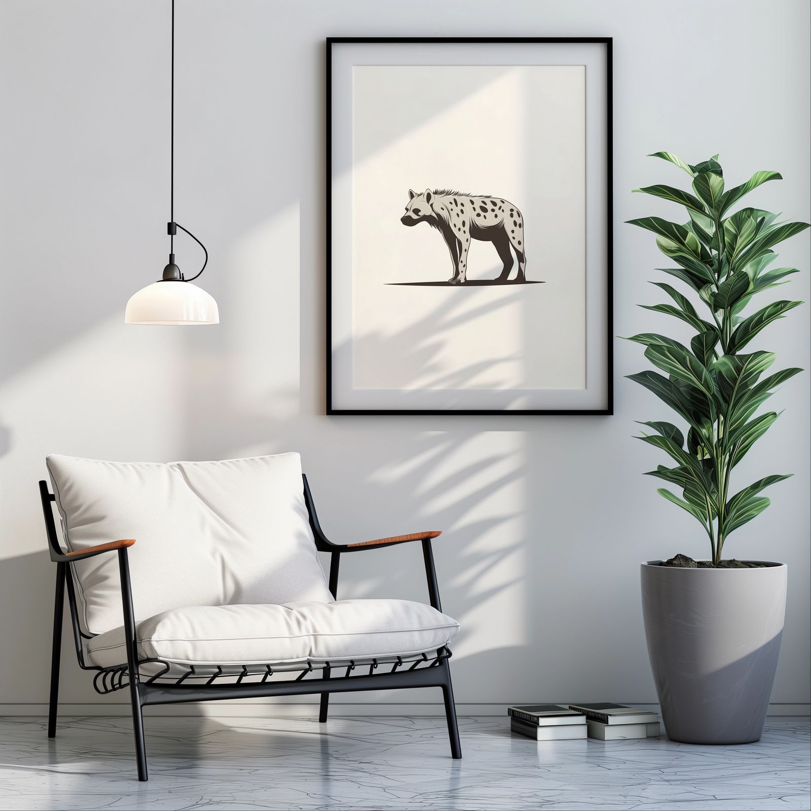 Minimalist Hyena shown in a room — room mockup