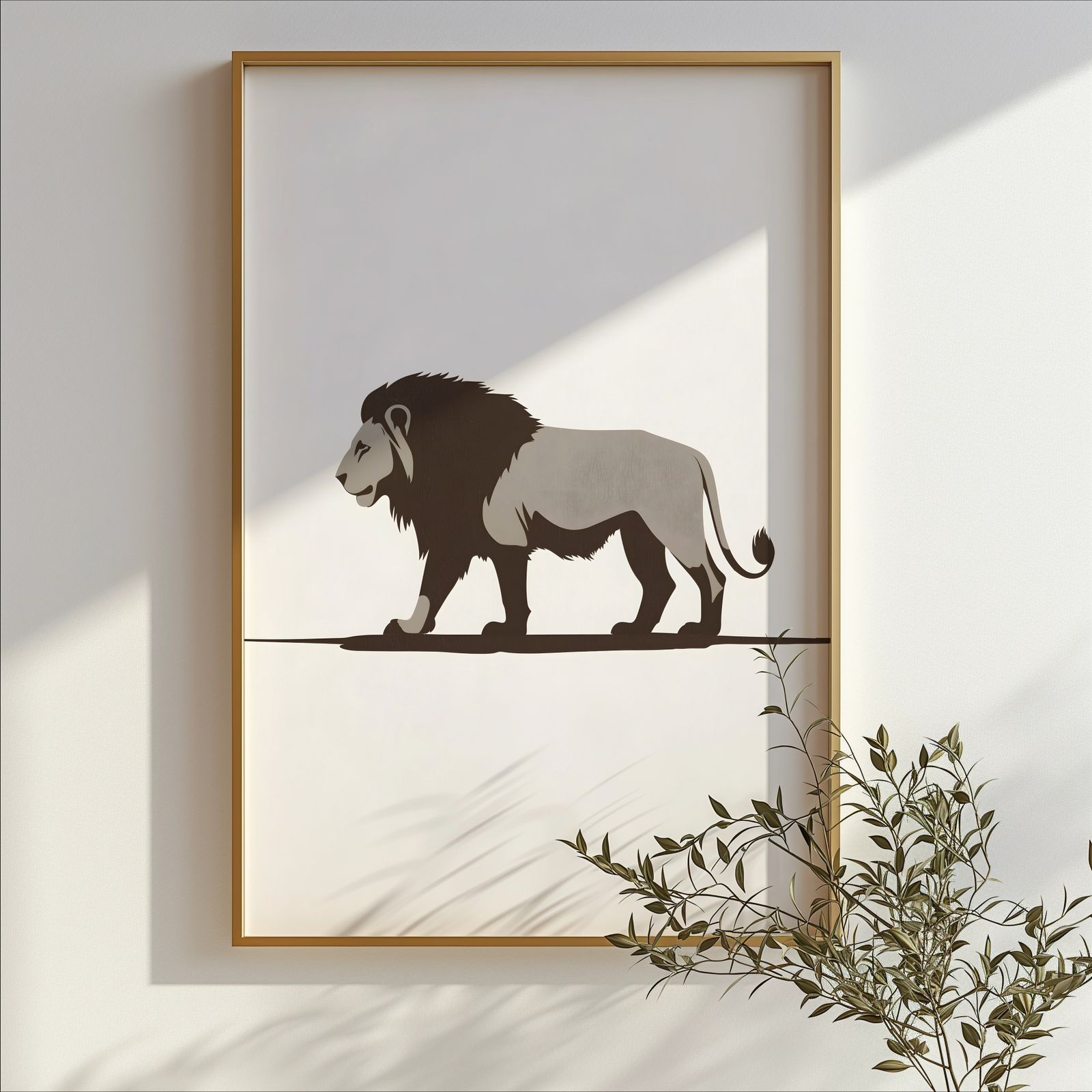 Minimalist Lion shown in a room — branch mockup