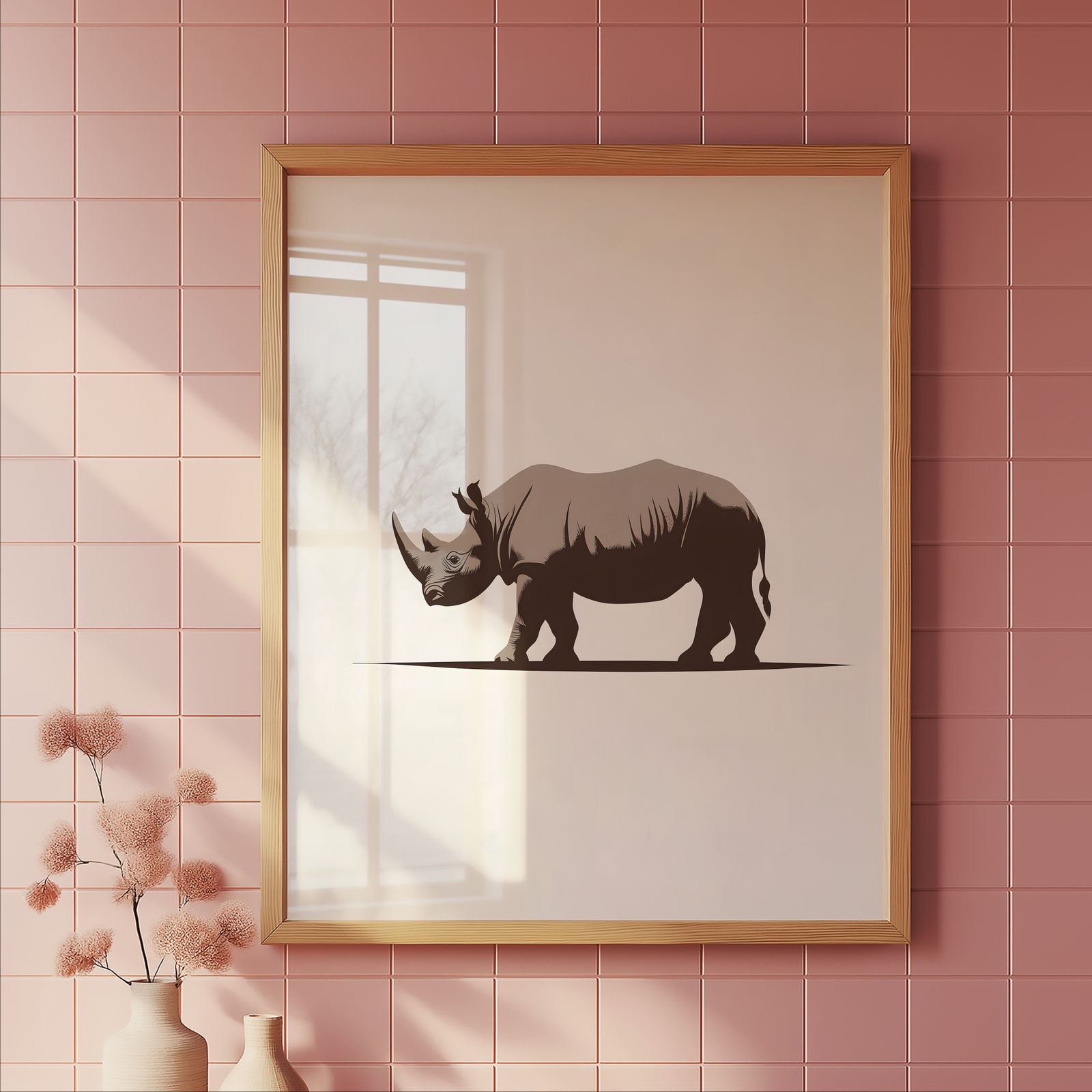 Minimalist Rhino shown in a room — tile mockup