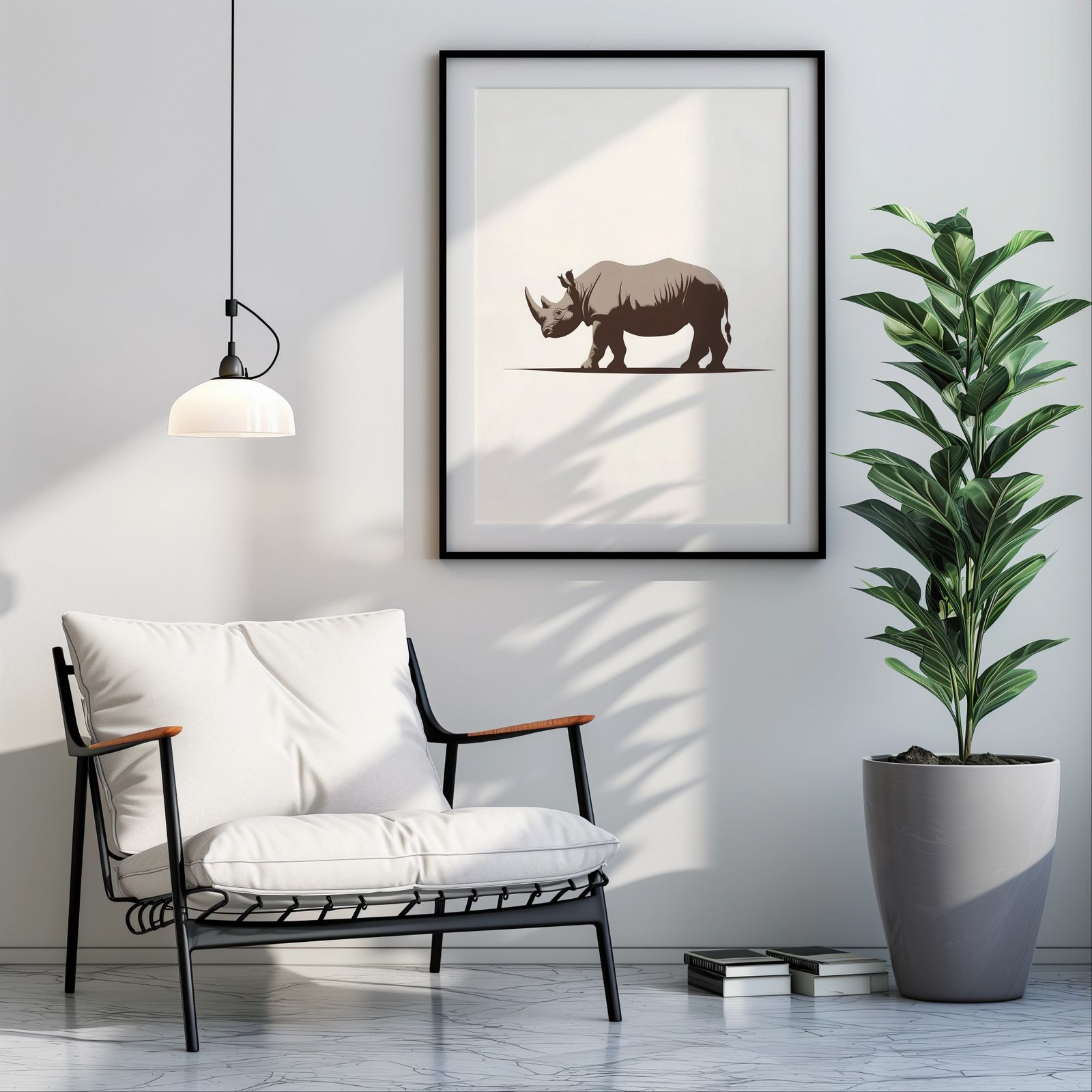Minimalist Rhino shown in a room — room mockup