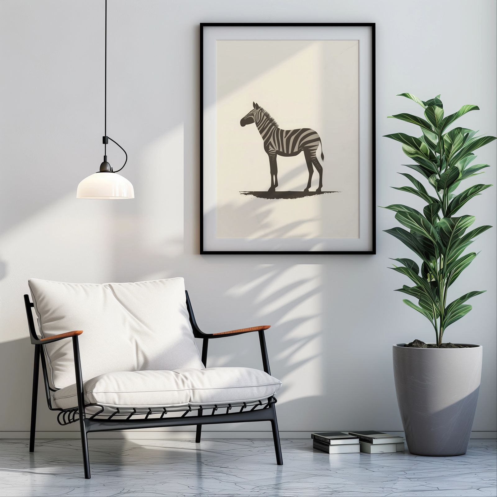 Minimalist Zebra shown in a room — room mockup