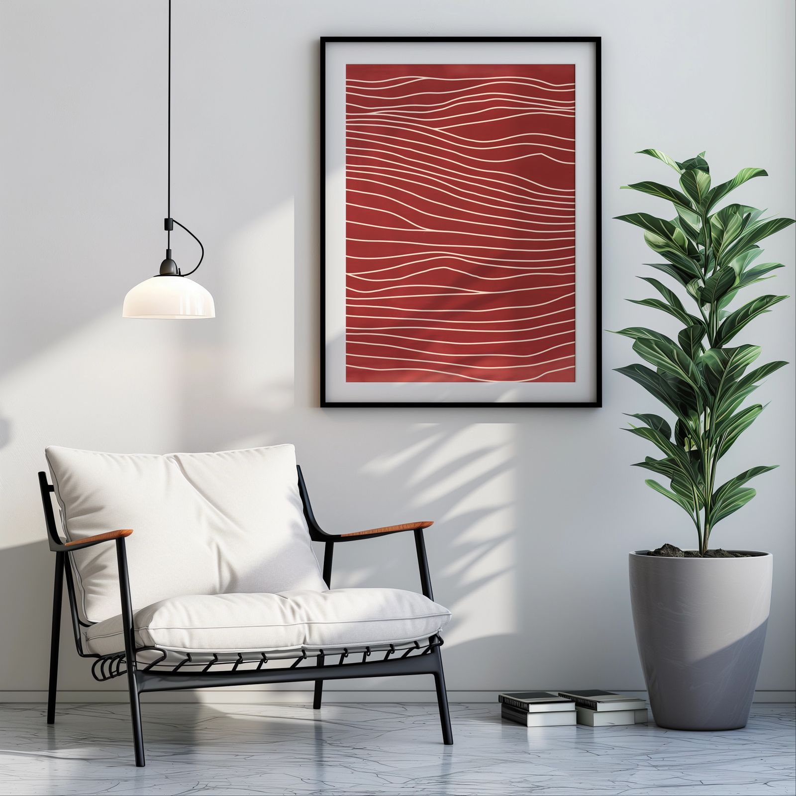 Waves in Red shown in a room — room mockup