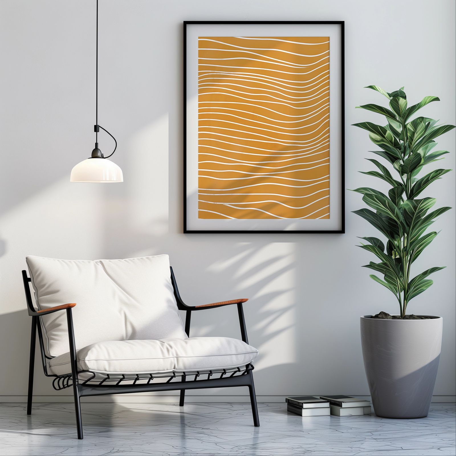 Waves in Yellow shown in a room — room mockup
