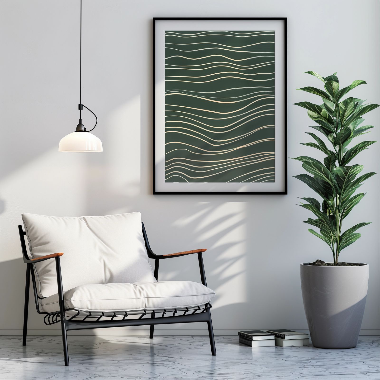 Waves in Green shown in a room — room mockup