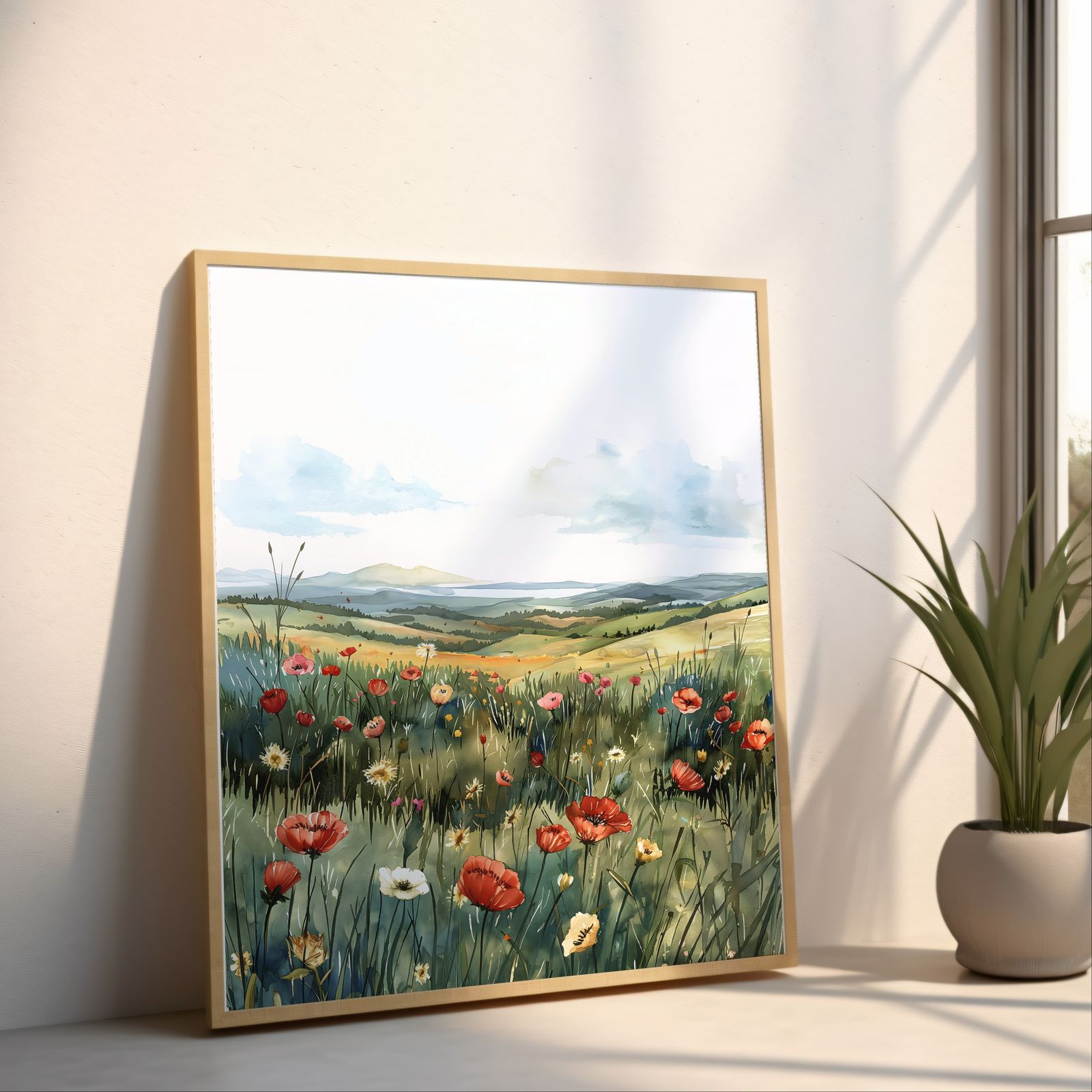 Wild Poppies shown in a room — angled mockup