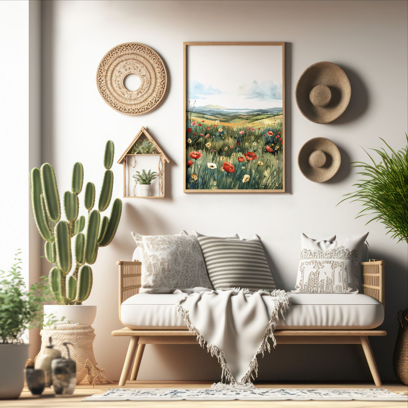 Wild Poppies shown in a room — boho mockup