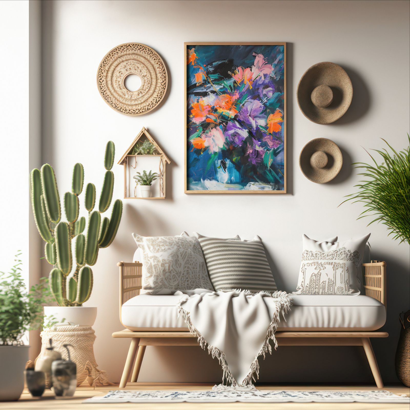 Wildflowers Expressed shown in a room — boho mockup