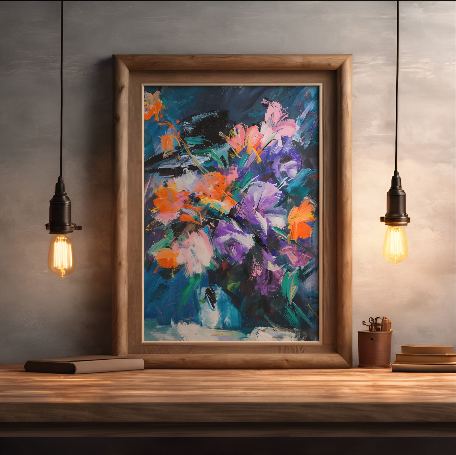 Wildflowers Expressed shown in a room — desk mockup