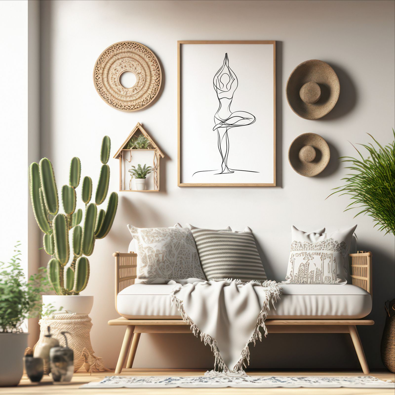Tree Pose shown in a room — boho mockup