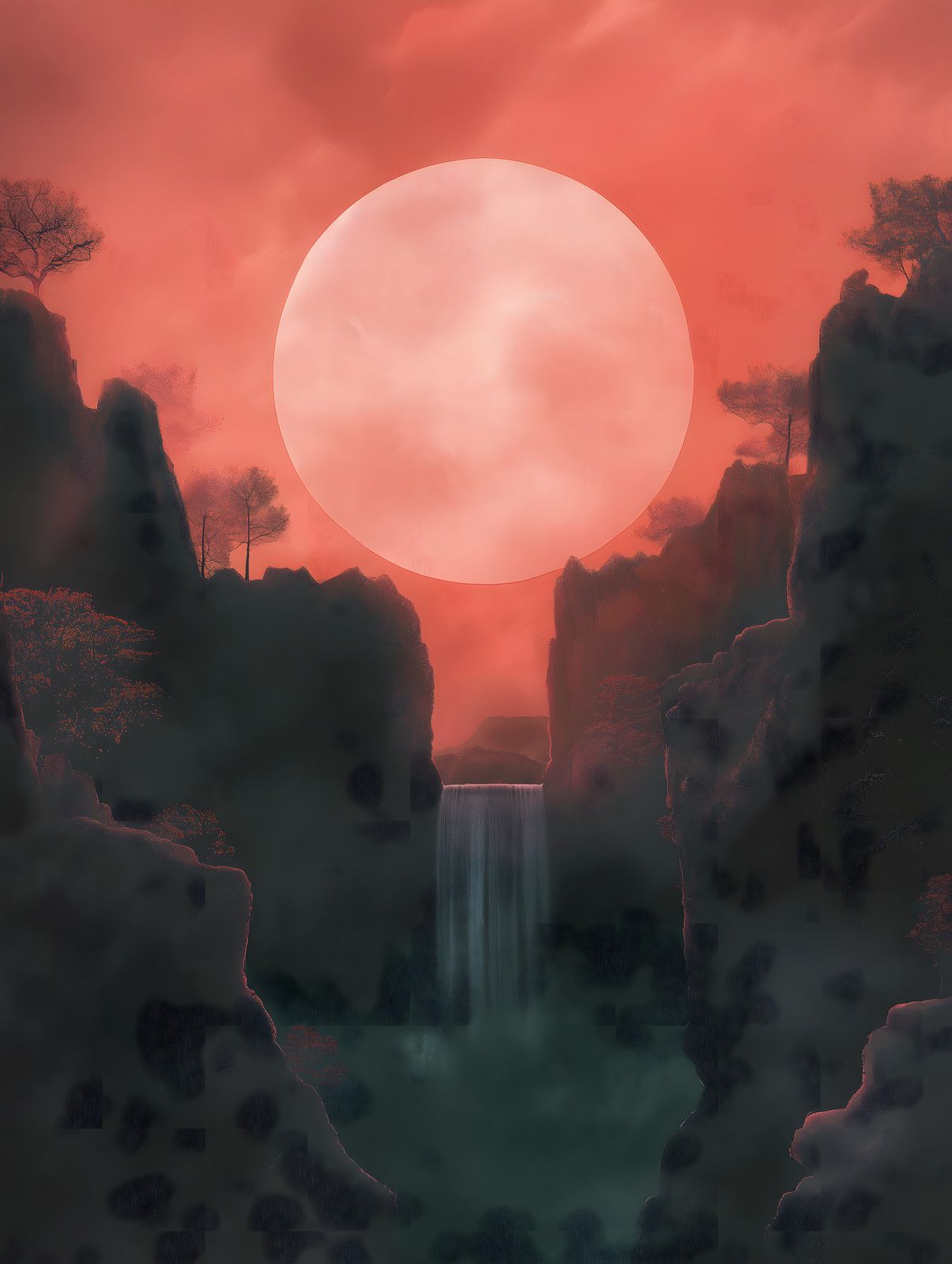 Blood Moon Waterfall — print view