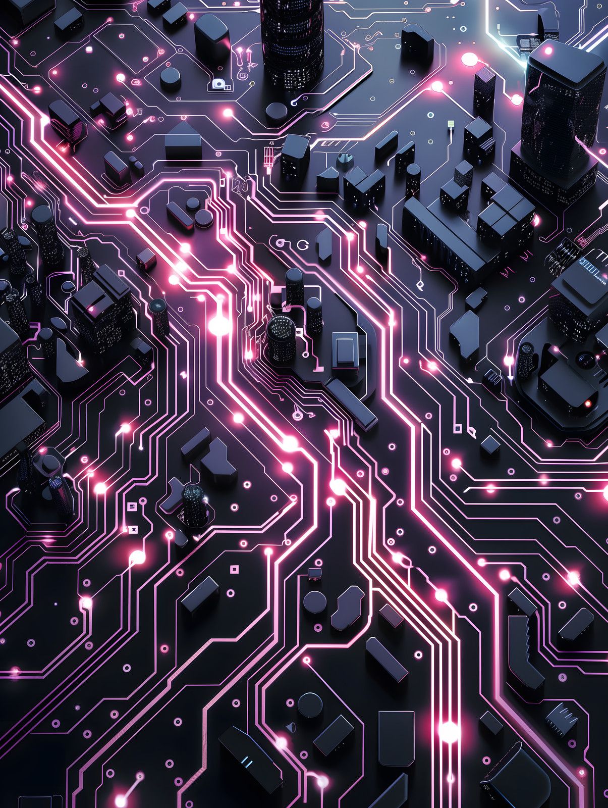 Circuits in Black and Pink — print view