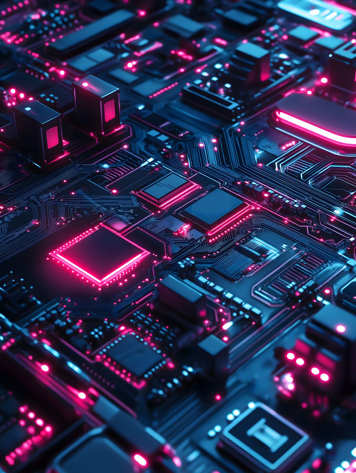 Circuits in Blue and Pink — print view