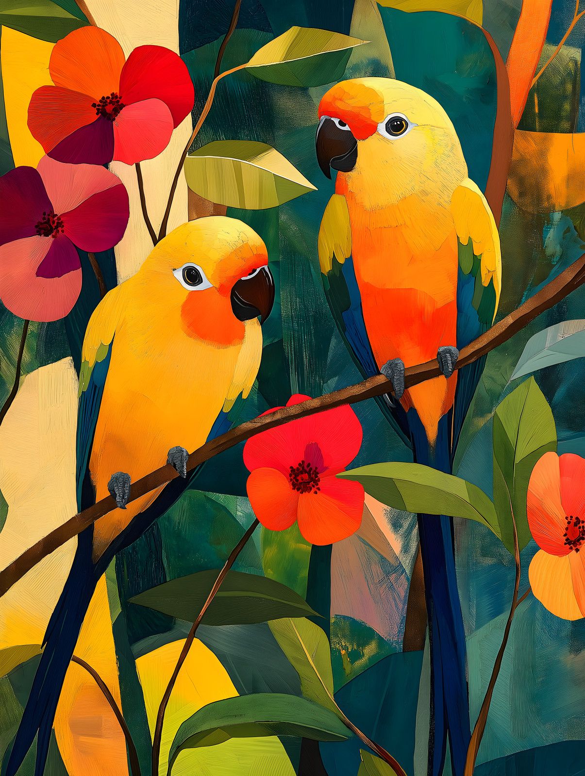 Floral Parakeets — print view