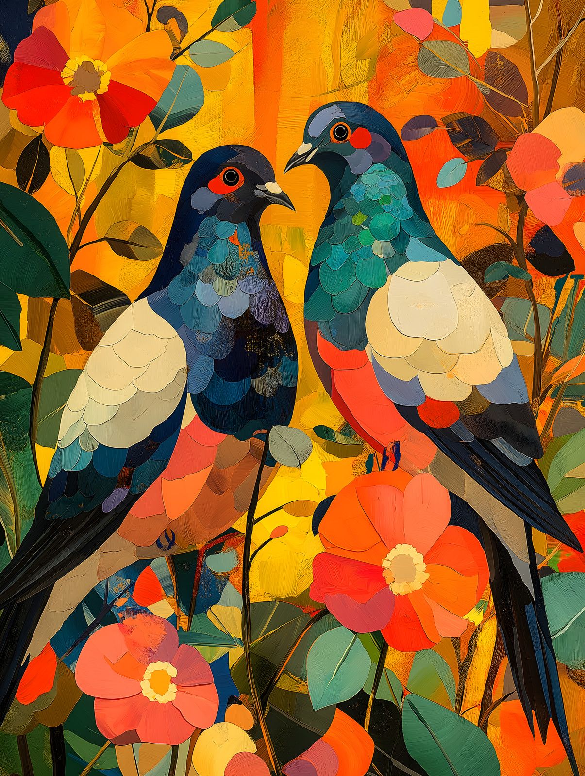 Floral Pigeons — print view