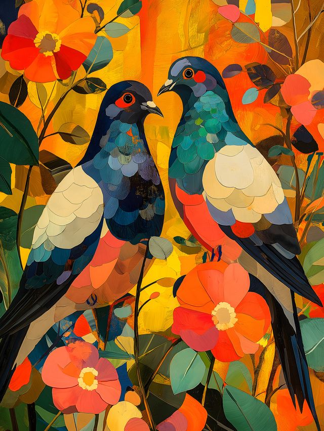 Floral Pigeons