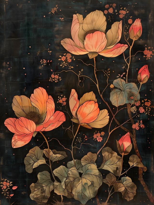 Floral Wood Cut