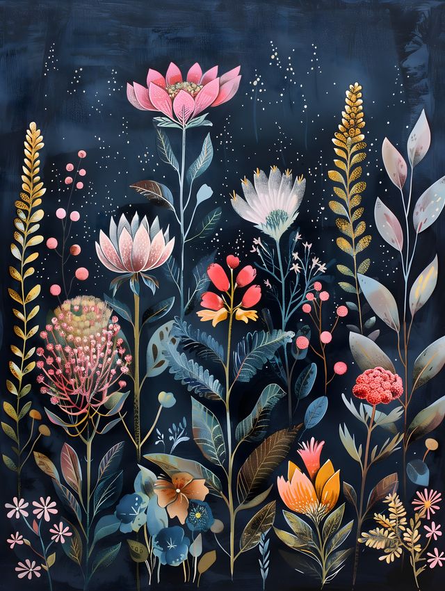 Flowers in Navy