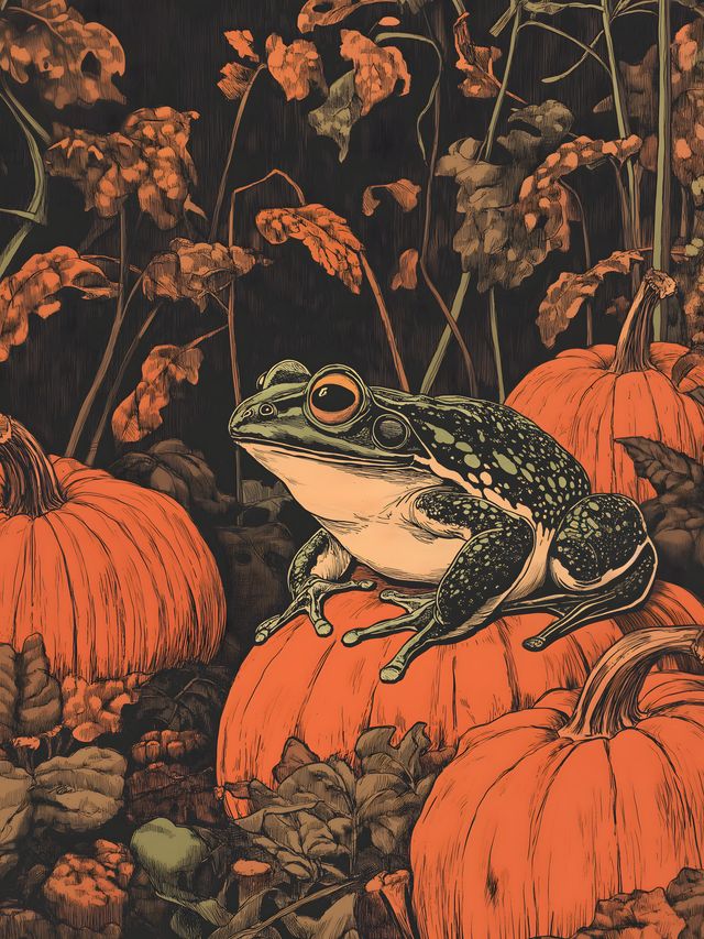 Frog in the Pumpkin Patch