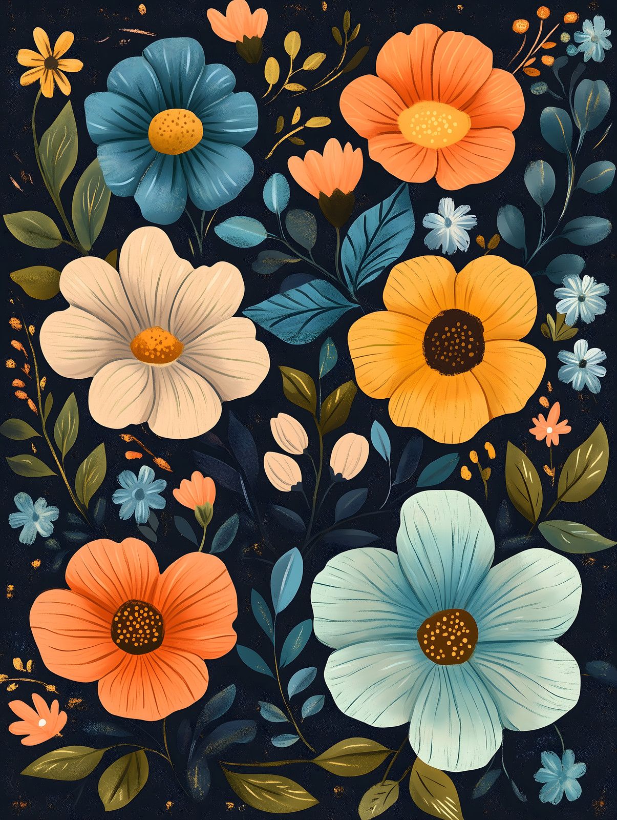 Midnight Garden Blossoms — print view