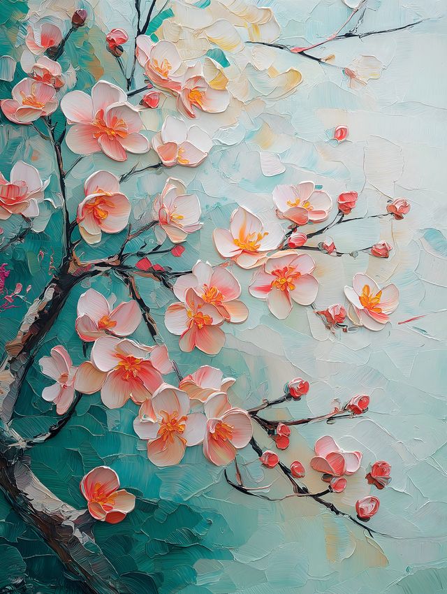 Palette Knife Cherry Blossoms