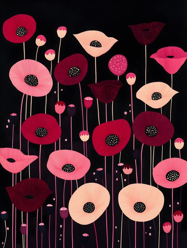 Poppies on Black