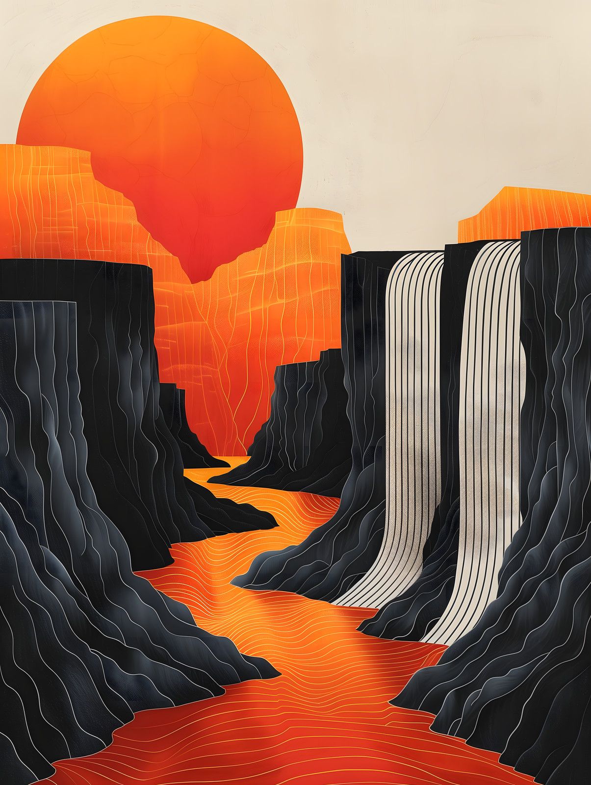 Sunrise over Waterfalls — print view