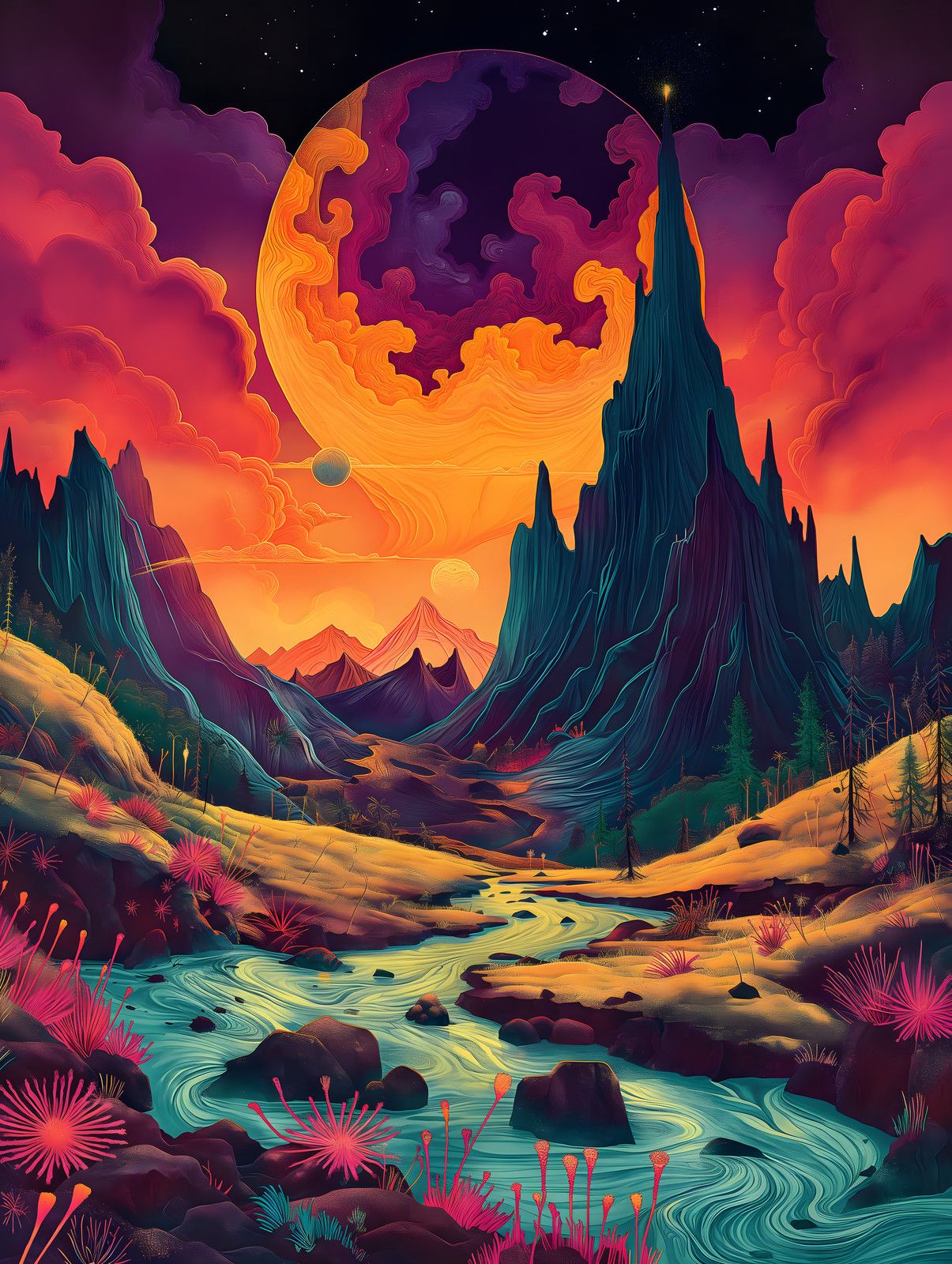 Under the Swirling Moon — print view